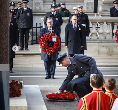 Prince William lays a wreath for Remembrance Day 2020.