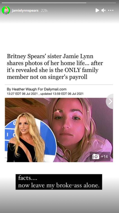 Jamie Lynn Spears sets record straight on Britney's payroll.