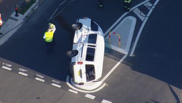 Mini school bus rolls over in crash on Windsor Street in Richmond.