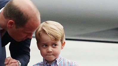 Prince George normally joins his dad Prince William to carry the groceries in.