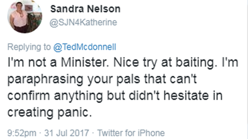 Ms Nelson's reply to a journalist. 