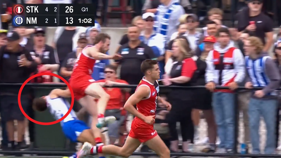 Jye Simpkin was hit by Jimmy Webster in Sunday&#x27;s practice match.