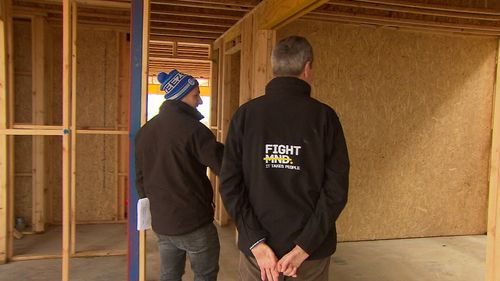 Daniher toured the building site this morning. Picture: 9NEWS