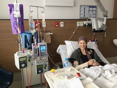 Stephanie Webster in hospital during cancer treatment.