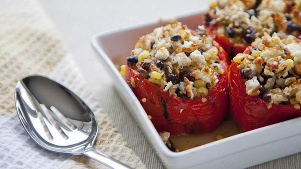 Roasted stuffed capsicums