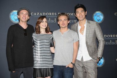 Jamie Campbell Bower, Lily Collins, Kevin Zegers and Godfrey Gao attend The Mortal Instruments: City of Bones Mexico City photocall on August 26, 2013 in Mexico City, Mexico