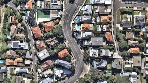 Drone view of Sydney homes.
