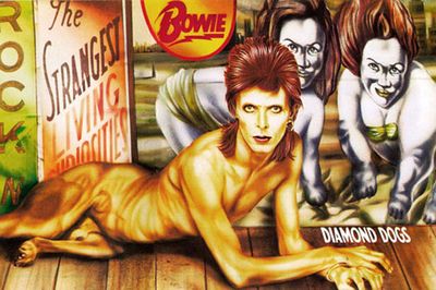 Bowie's doggie manhood (doghood?) was quickly airbrushed from the <i>Diamond Dogs</i> artwork. If you can find a copy with the original bits intact - you're gonna make a mint! Yay doggie bits!