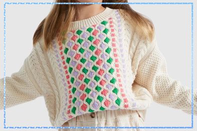 9PR: Seed Heritage Colour Stitch Sweater, Creme
