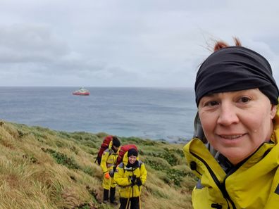 Dr Justine Shaw working on a subantarctic island.