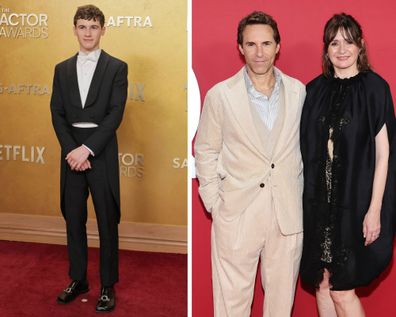 Sam Nivola and parents Allessandro Nivola and Emily Mortimer