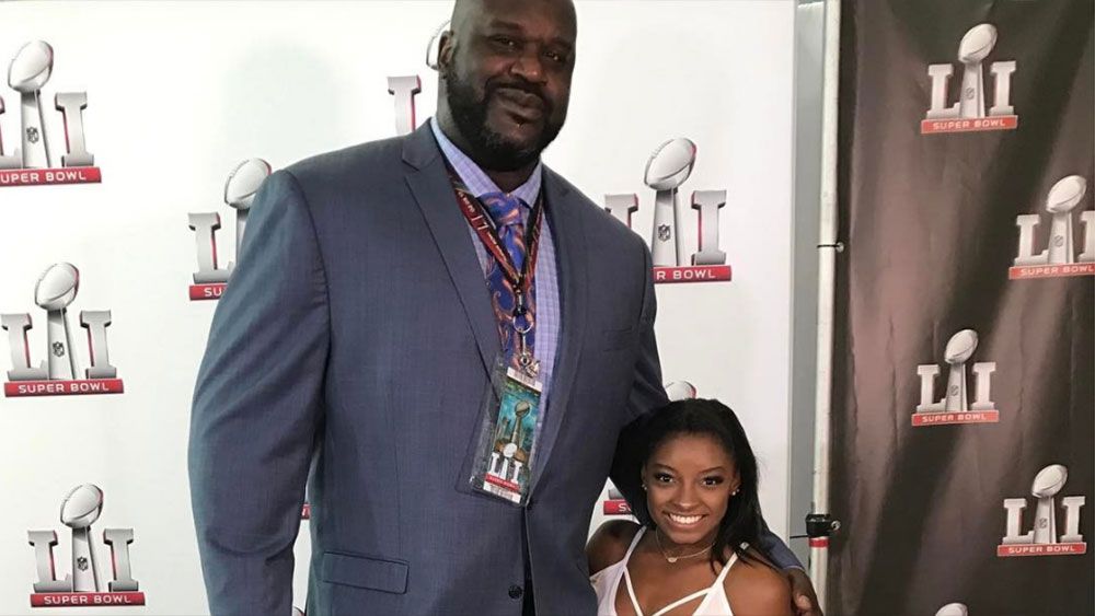 Shaquille O'Neal and Simone Biles. (Supplied)