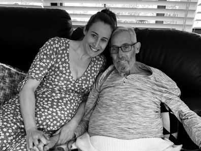 Laura Tucker with her father before he passed from cancer in 2020.