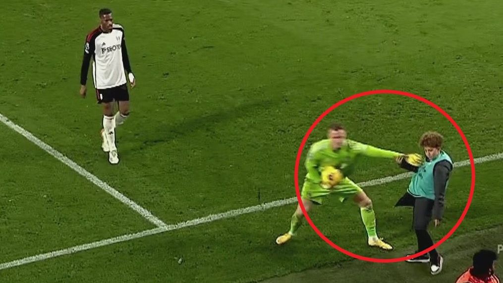 Fulham goalkeeper Bernd Leno appeared to push a ball boy.