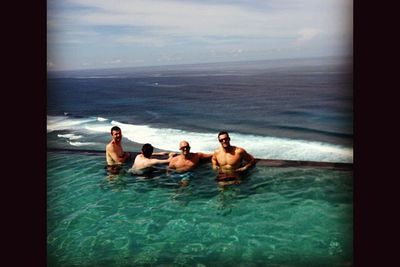 Jen: Ah, my boys ... pool side. #brothers @jakewwall #VillaChilln<br/><br/>All pics: Instagram/Jennifer Hawkins/Jake Wall
