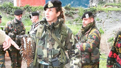 Tessy from Luxembourg as an 18-year-old army recruit on deployment.