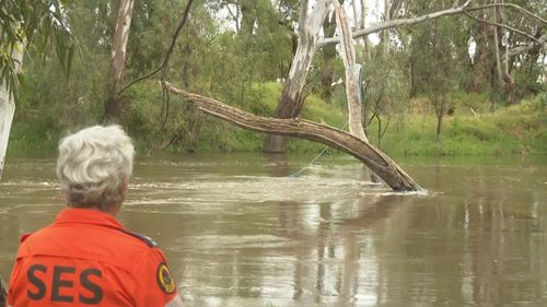 SES Condoblin Unit Commander Susan Bennett pictured on the banks of the Lachlan River where the rescue took place.