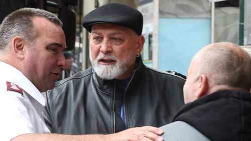 Mick Gatto (centre) is seen at a Salvation Army fundraising launch in Melbourne.