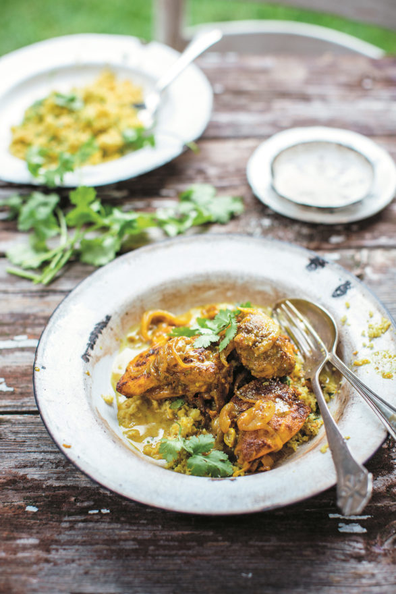 Lee Holmes chicken biryani with turmeric califlower rice