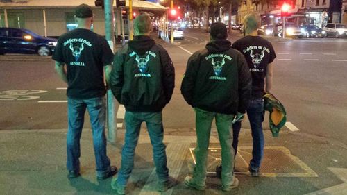 Members of the Soldiers of Odin out on patrol in Melbourne's CBD.