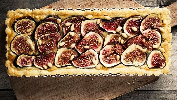 McKenzie's fig tart with pine nuts and marscapone cheese