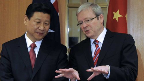 Xi Jinping with Kevin Rudd in 2010.