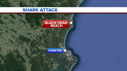 Yesterday's shark attack happened at Black Head Beach, north of Forster. (9NEWS)