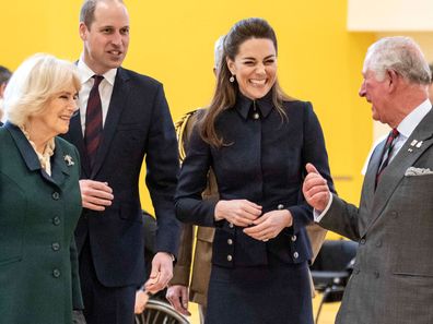 Camilla, William, Kate and Charles  all share a laugh during a visit to the Defence Medical Rehabilitation Centre Stanford Hall, Stanford on Soar, Loughborough