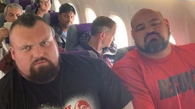 London News Strongmen Eddie Hall Brian Shaw Plane Photo Nine Com Au