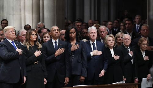 An emotional moment despite the snub among the Trumps and Clintons.