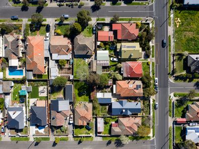 An aerial view of the Melbourne suburb of Preston, in Victoria.