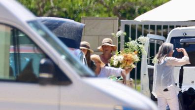 Staff were busy organising the wedding venue, with floral arrangements arriving at the wedding of Jacinda Ardern and Clarke Gayford