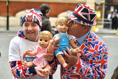 Fans outside St Mary's Hospital today. (PA/AAP)