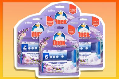 9PR: DUCK Toilet Cleaner Lavender Fresh Discs Dispenser, six discs, four-pack