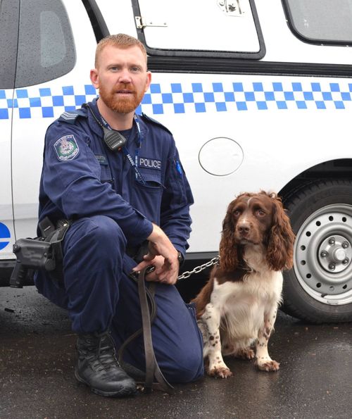 Police officer Luke Warburton was shot in the pelvis with his own gun.