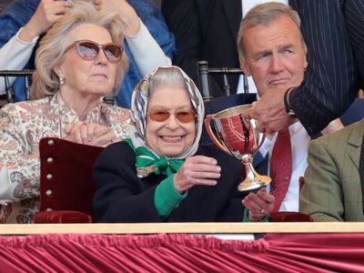 Queen Elizabeth receives winners cup, The Royal Windsor Horse Show, May 2022