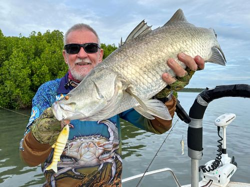 Far North Queensland fisherman Dave Donald holds a barramundi.