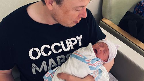 Elon Musk and newborn son