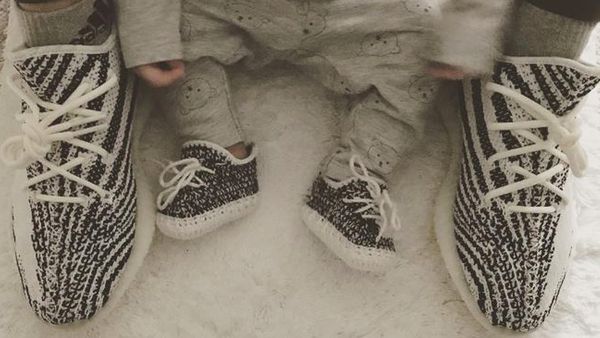 Baby booty: Liam Payne and baby son Bear sporting matching designer Adidas trainers. Image: Instagram/@liampayne