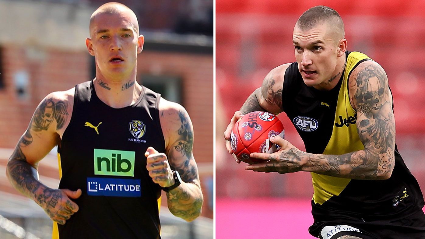 Dustin Martin returns to training track as recovery from gruelling kidney injury continues