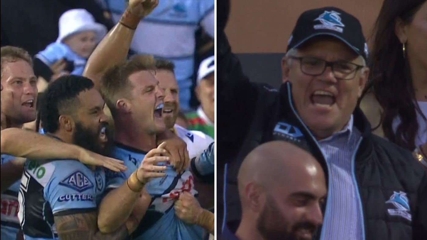 Scott Morrison goes nuts as Sharks pinch incredible post-siren victory