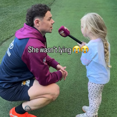 Lachie Neale with daughter Piper Neale