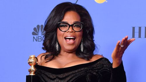 Oprah Winfrey posing in the press room during The 75th Annual Golden Globe Awards. (AAP)