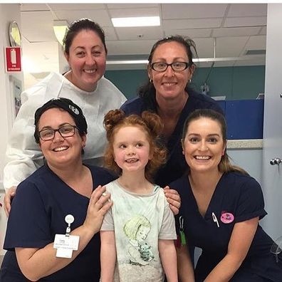 Ivy Hyde with her oncology team.