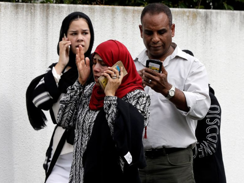 Parents outside mosque Christchurch