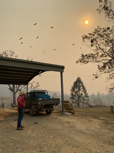 Bianca and Dave farm bushfire approaching