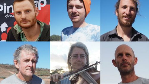 Andy Paine, 31, Franz Dowling, 20, Tim Webb, 23, Jim Dowling, 63, Margaret Pestorius, 53, and Paul Christie 44. (Image: AAP)