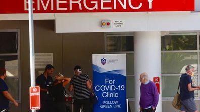 A Covid-19 testing station out the front of St.Vincents hospital in Darlinghurst 