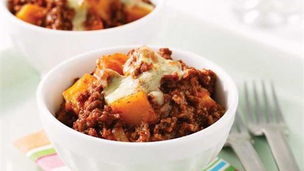 Leftover bolognese: Beef mince and pumpkin melts recipe