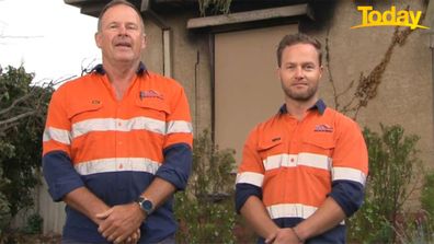 Hero tradies Ashley Gow-Smith and Tyrone Anthonysz braved a house fire to save an Adelaide woman.